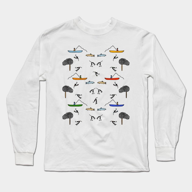 Fly Fishing Lover Pattern Long Sleeve T-Shirt by Davey's Designs